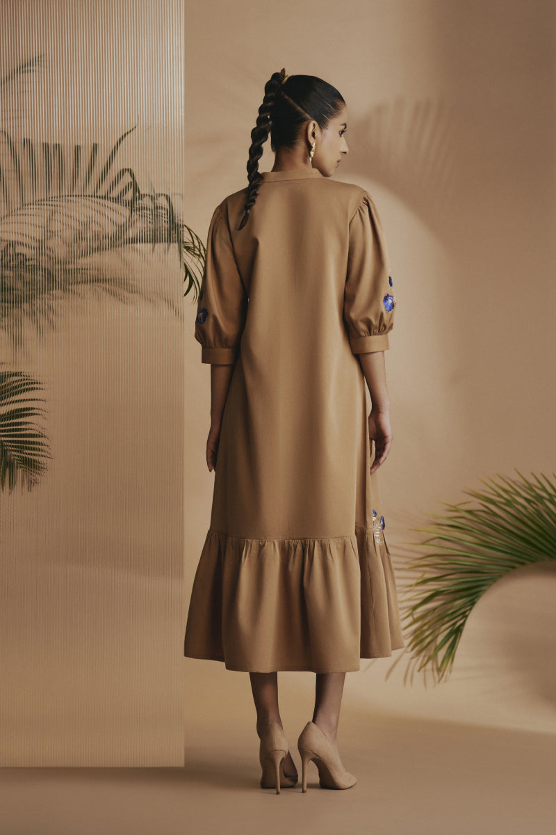 Origani Brown Savanna Midi Dress