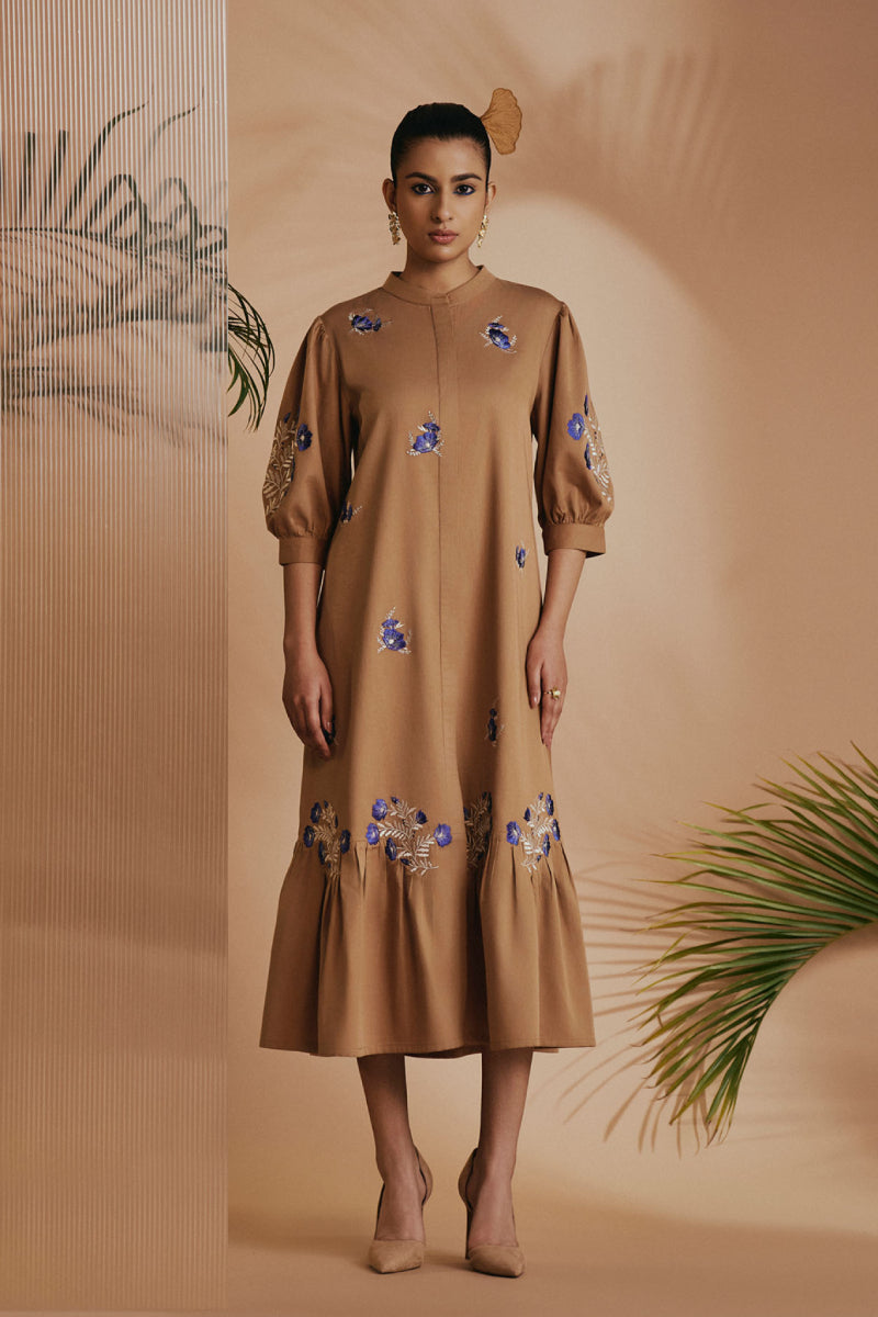 Origani Brown Savanna Midi Dress
