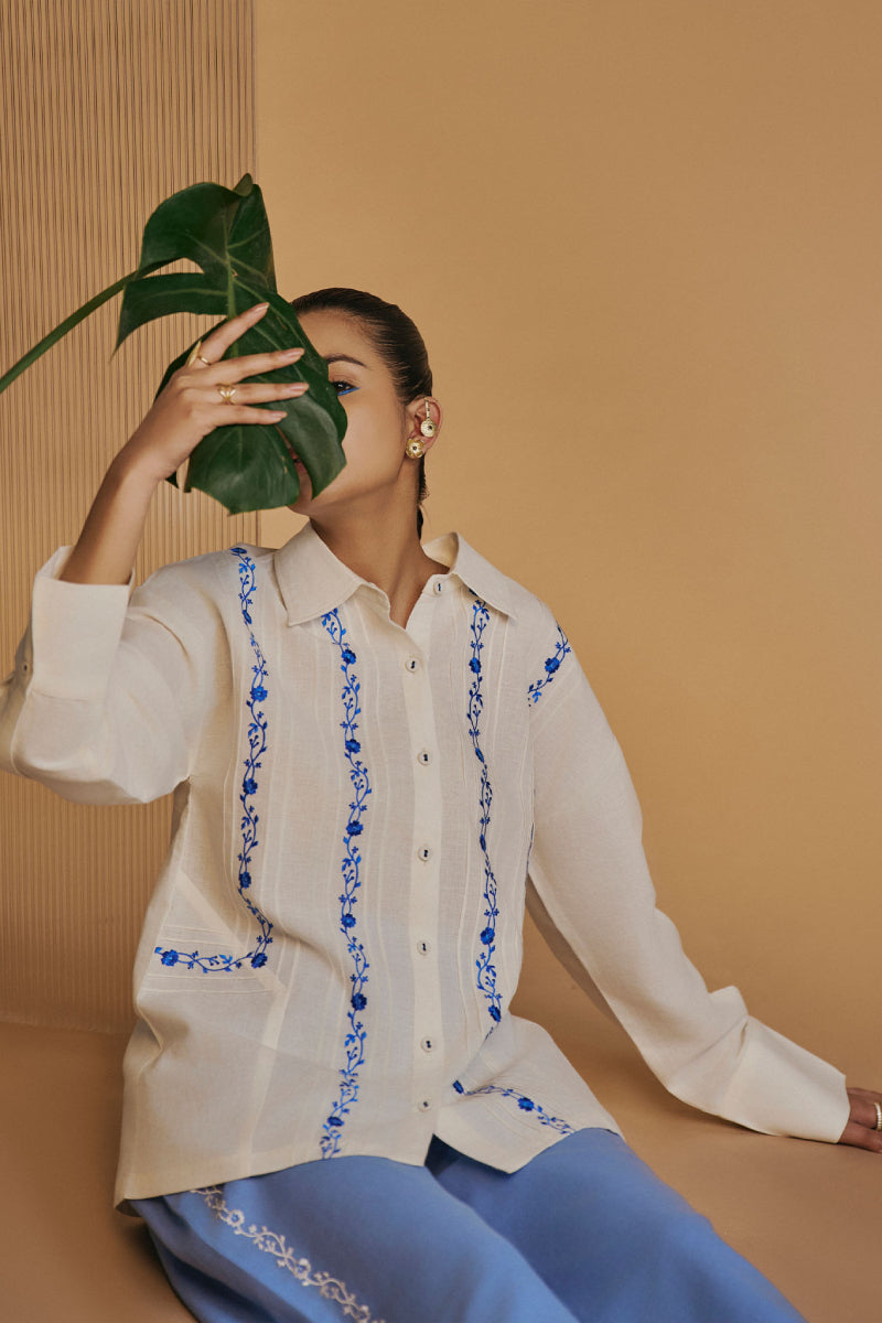 Origani Ivory Blue Reverie Shirt