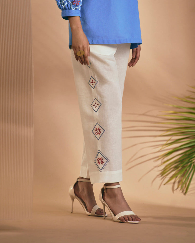 Origani Ivory Blue Rainforest Pant