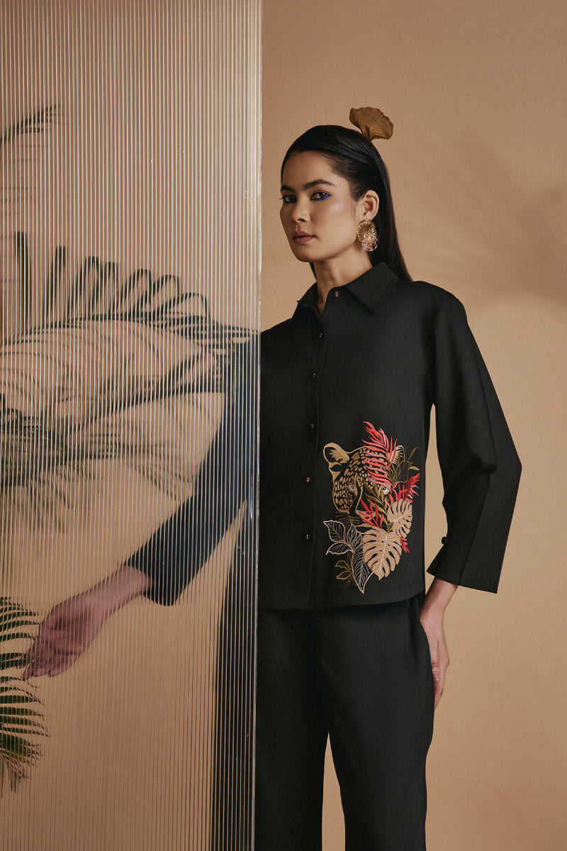 Origani Black Leopard Shirt