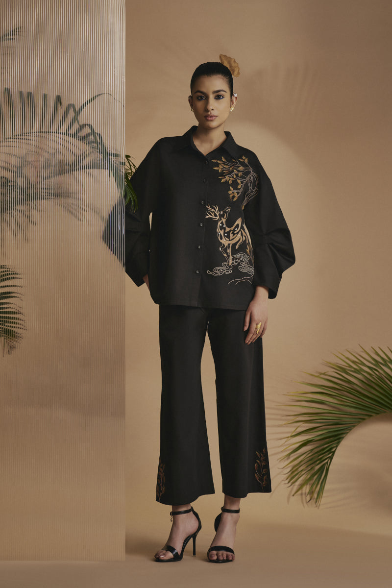 Origani Black Deer In Bloom Co-Ord Set