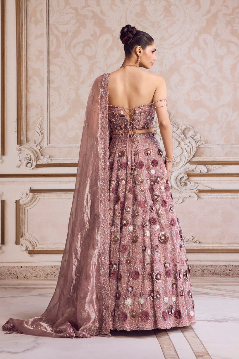 Champagne Rose Lehenga With Corset