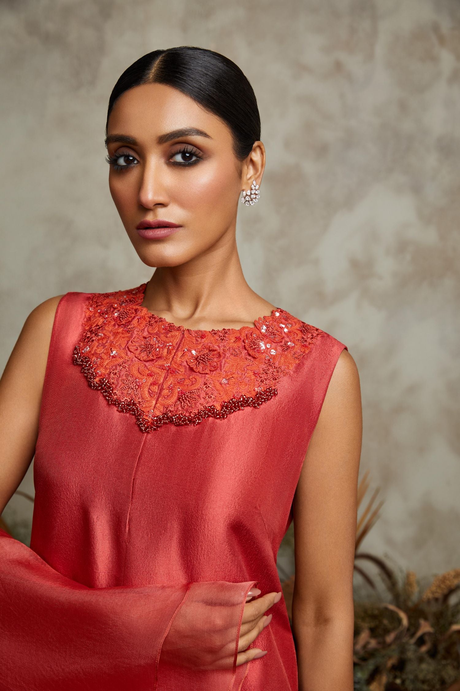Silk Kurta With Cotton Satan Pants And Organga Ruffle Dupatta