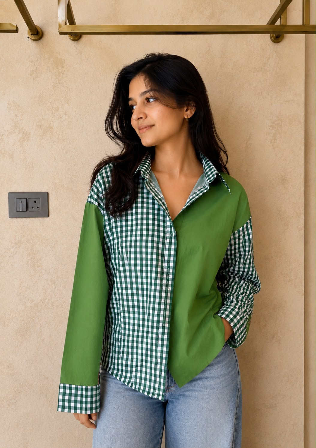 Colorblock Gingham Shirt