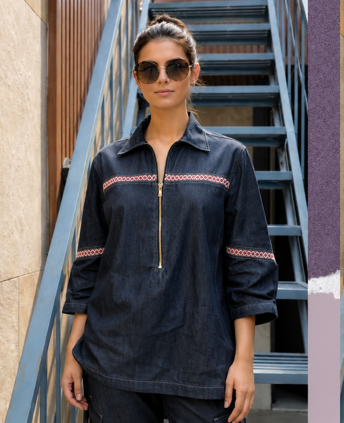 Indigo Zip Kurta