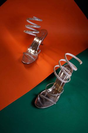 Silver Spring Textured Heels Sandals