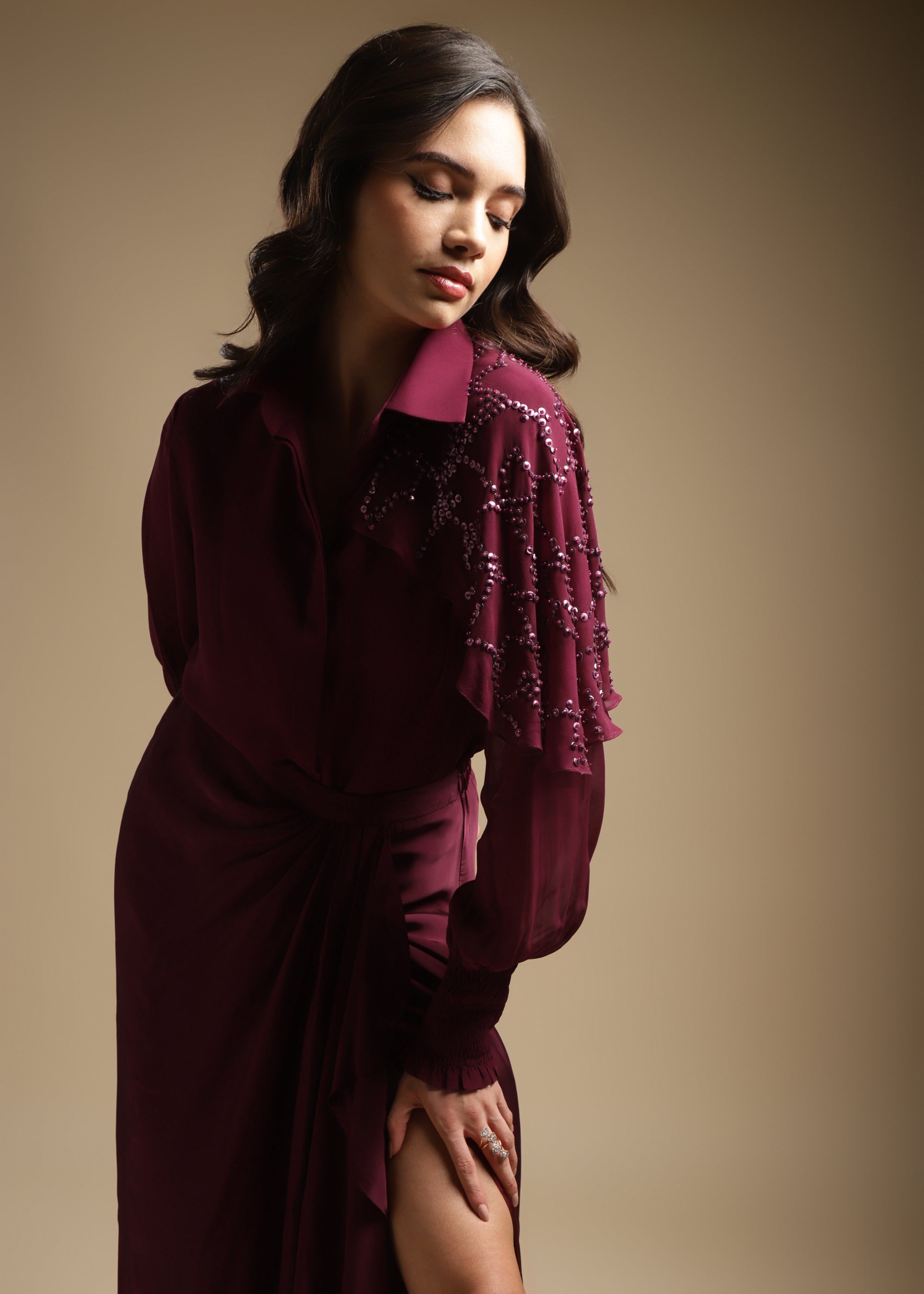 Draped Shirt & Skirt