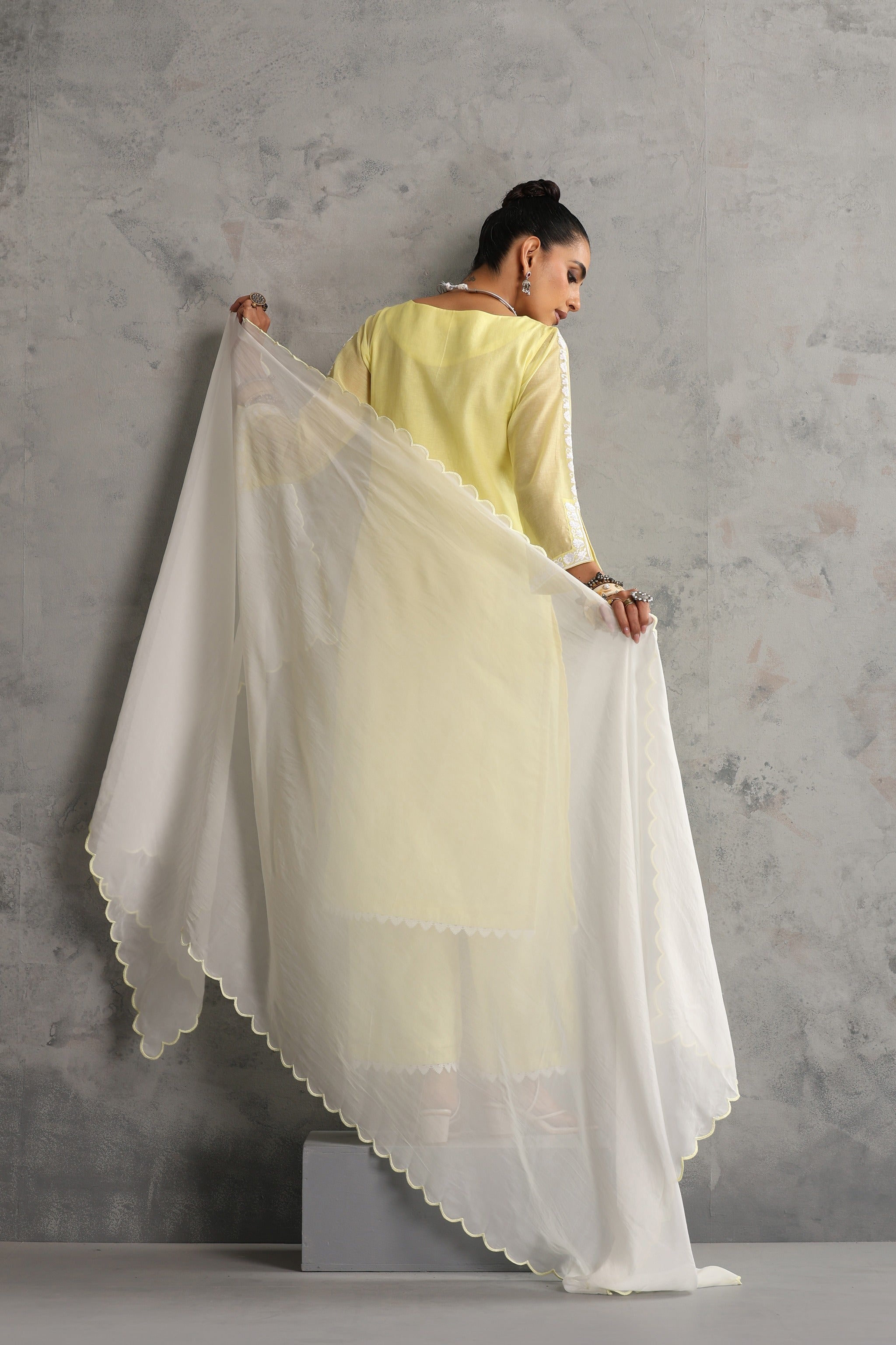 Pastel Yellow Embroidered Kurta Set with Dupatta