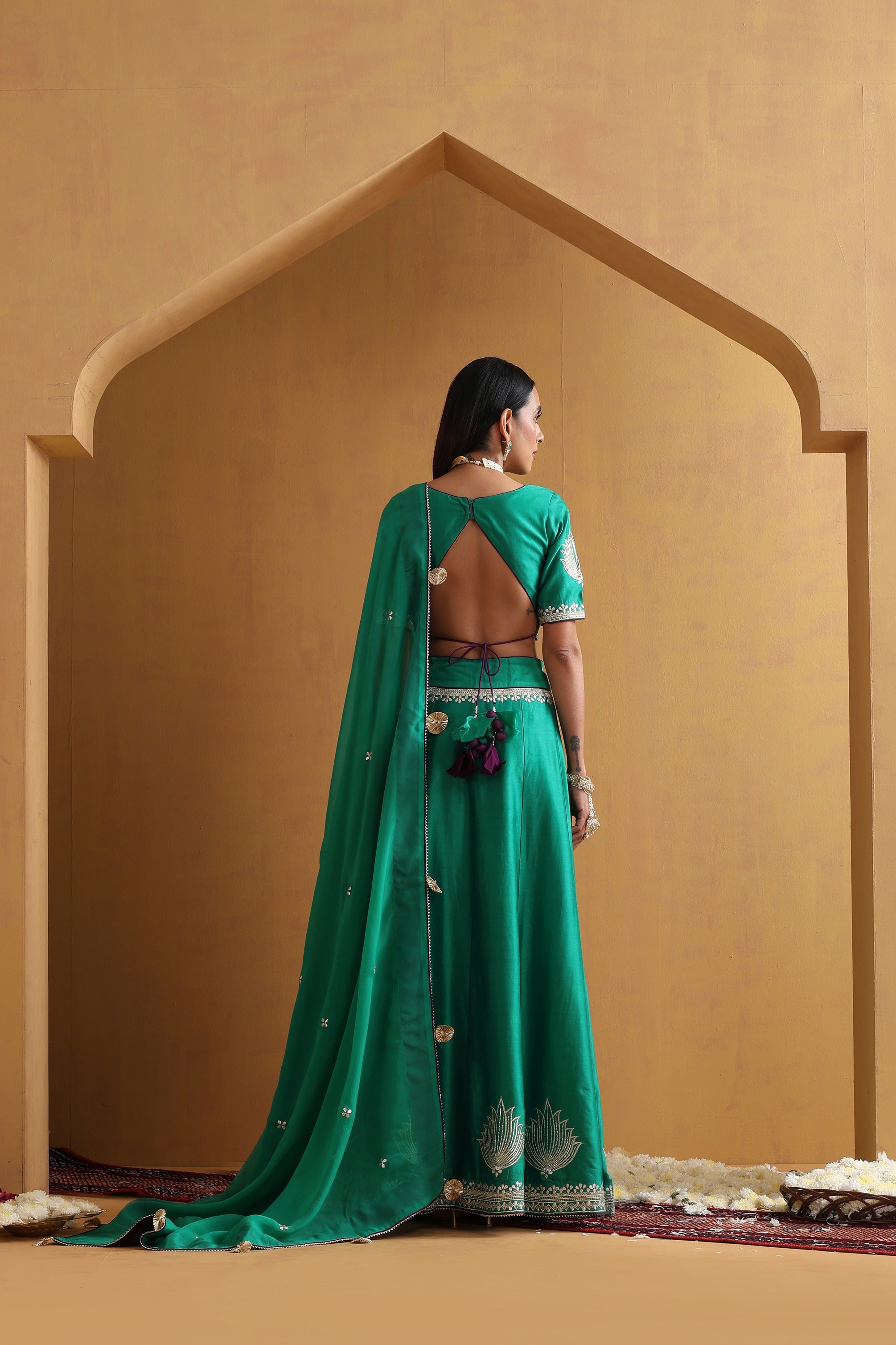 Green Embroidered Lehenga Set with Dupatta