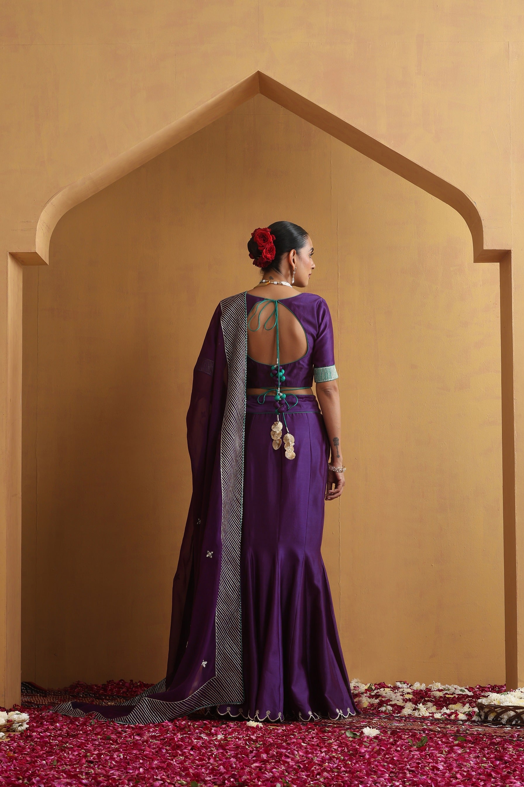 Purple Embroidered Lehenga Set with Dupatta