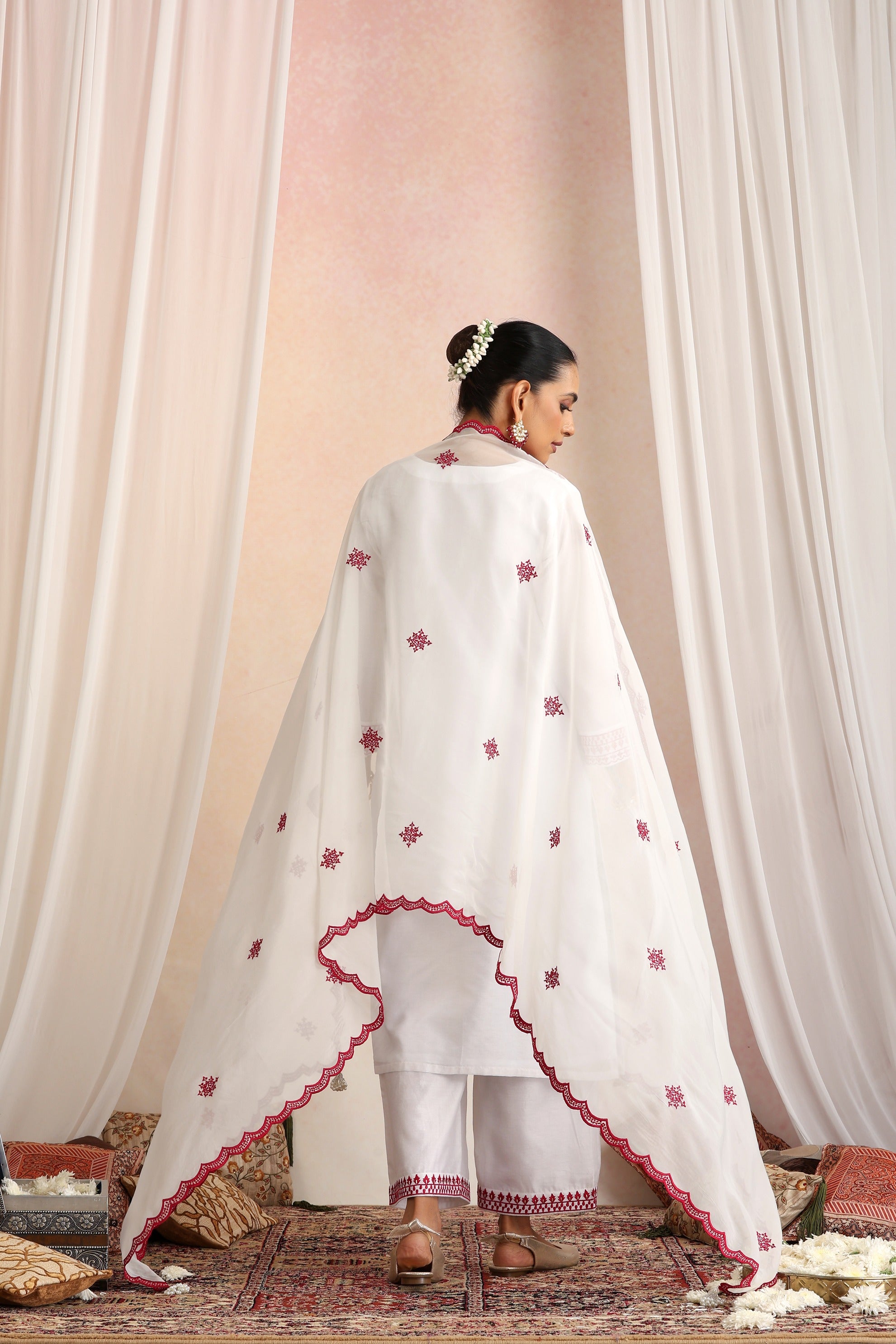 White Embroidered Kurta Set with Dupatta