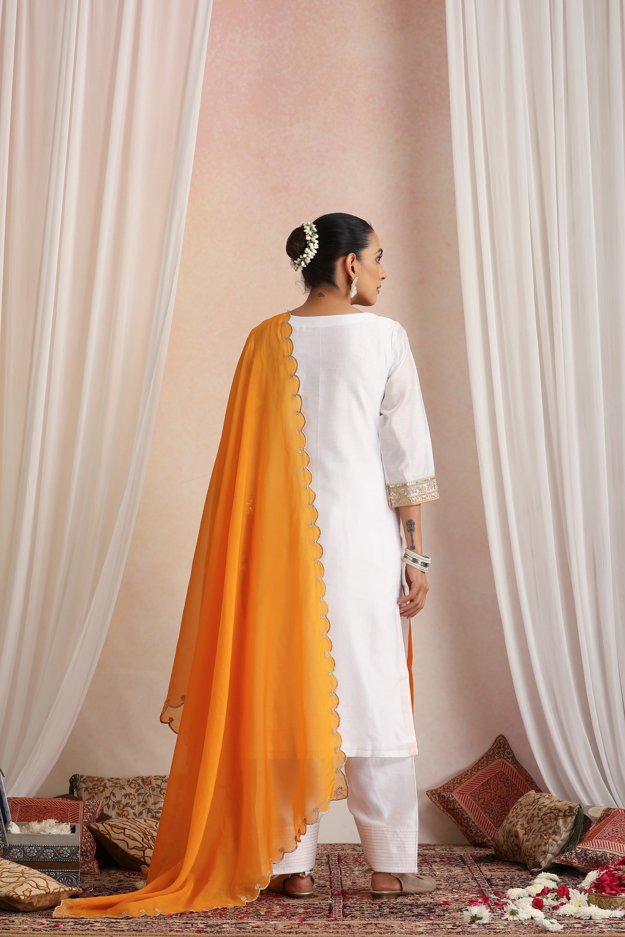 White Kurta Set with Dupatta