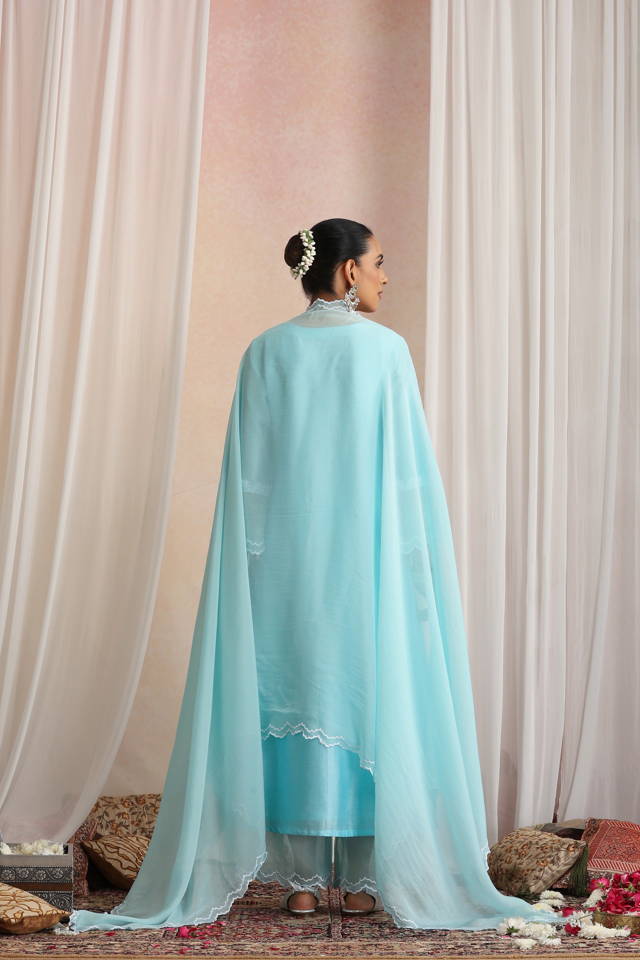 Pastel Blue Embroidered Kurta Set with Dupatta