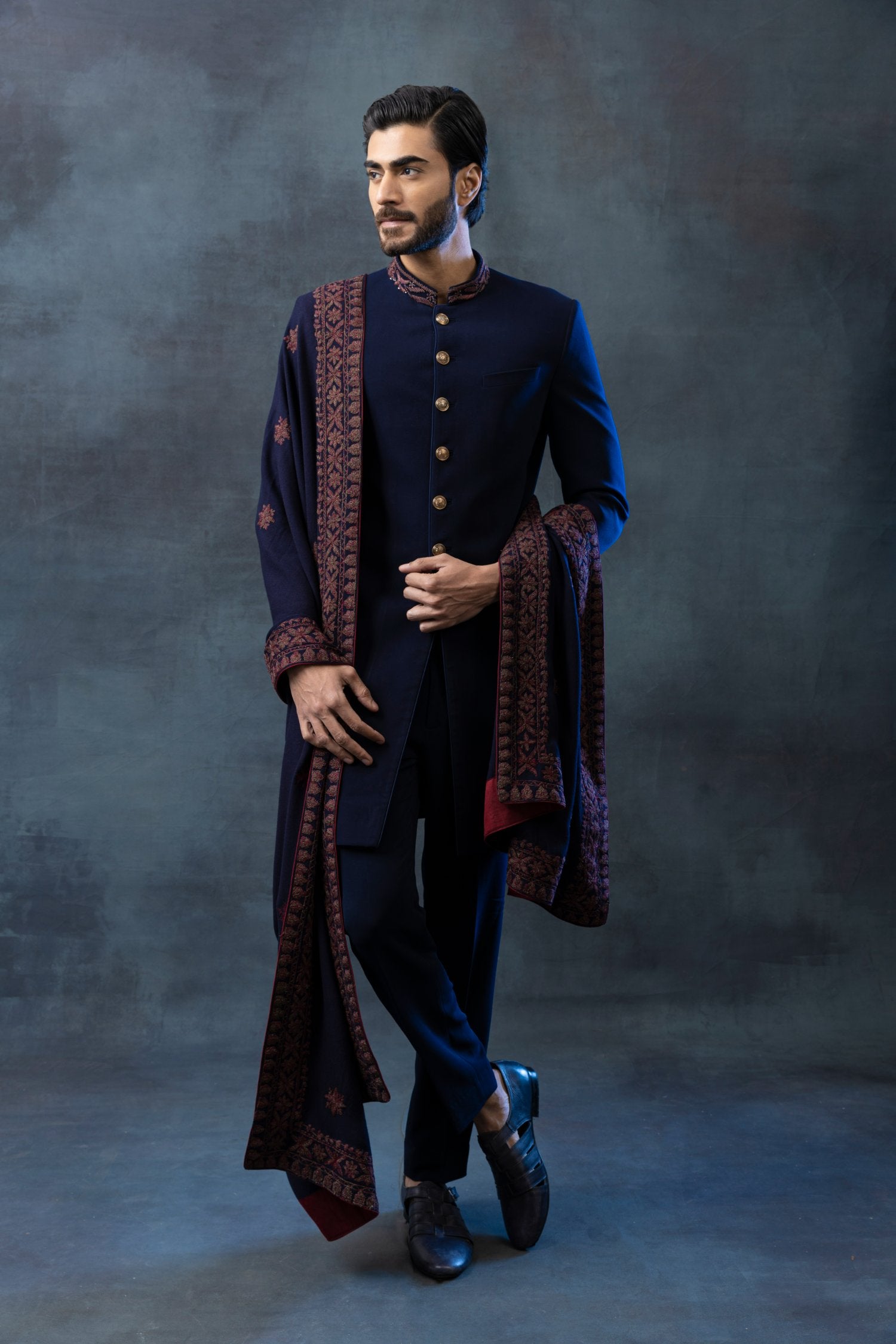 Navy Indowestern Sherwani Set