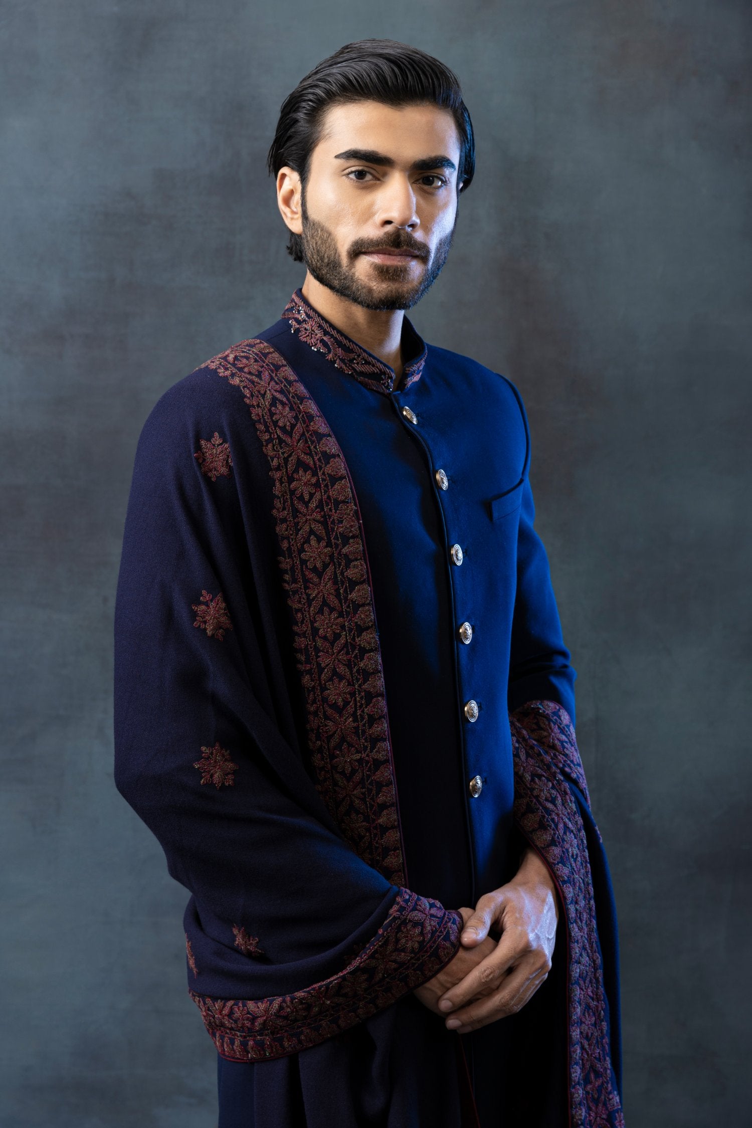 Navy Indowestern Sherwani Set