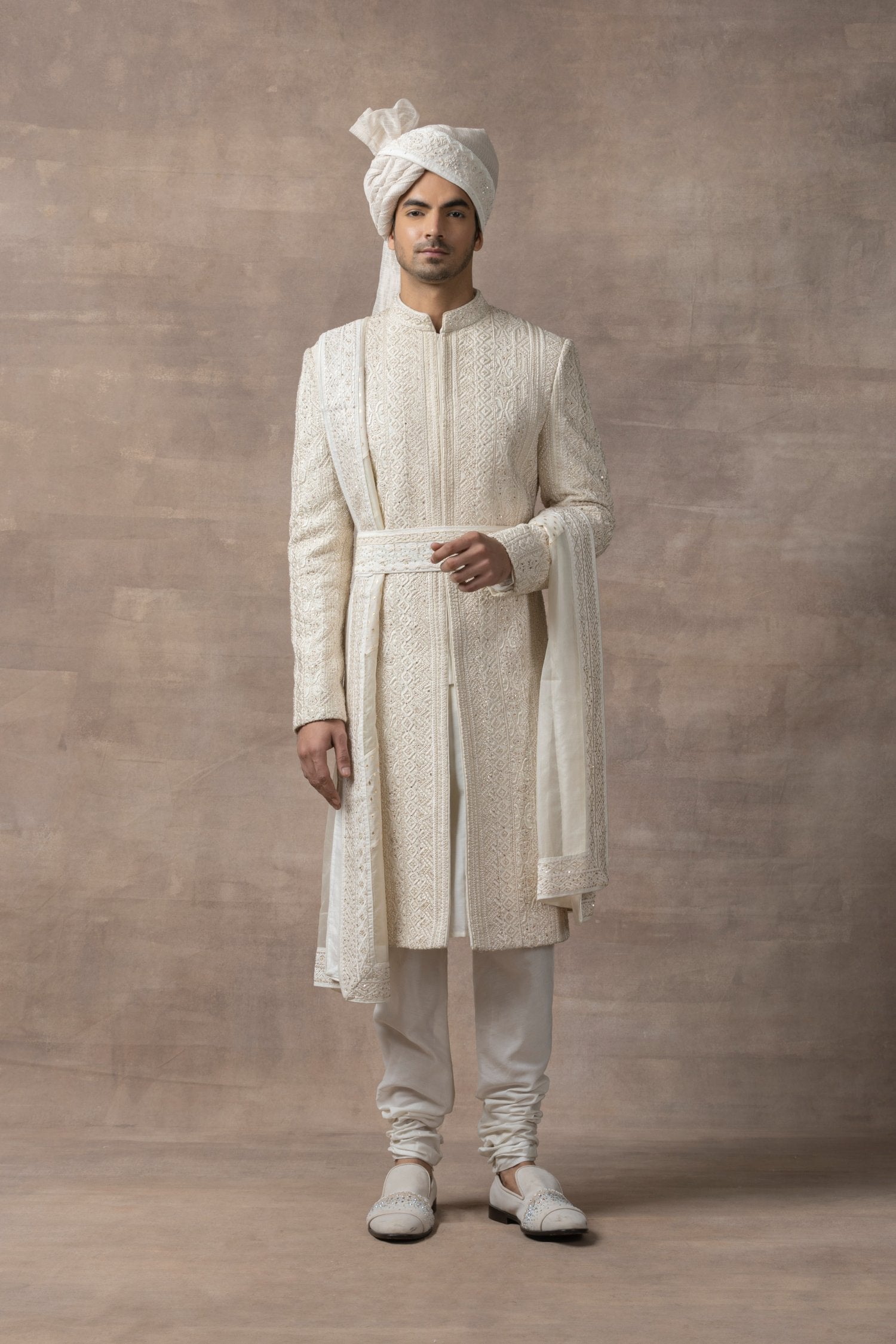 Ivory Organza Sherwani