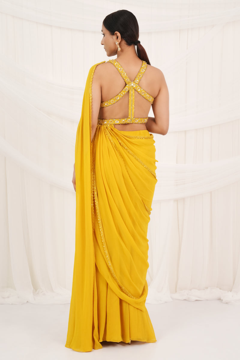Yellow Draped Sarees