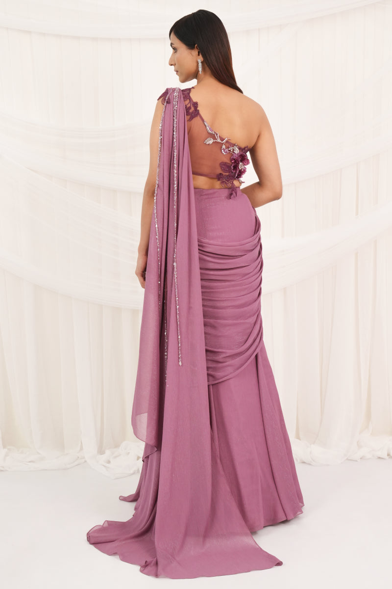 Blush Mauve Draped Sarees
