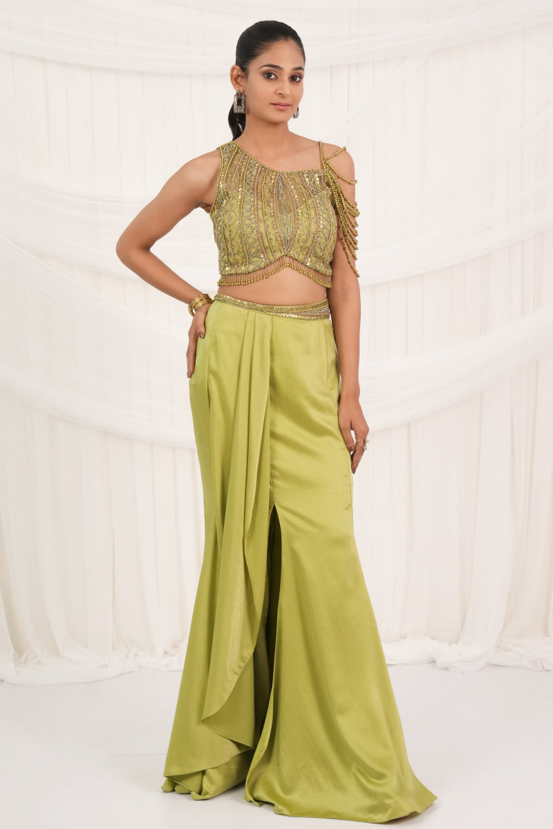 Dark Lime Fusion Skirt Set