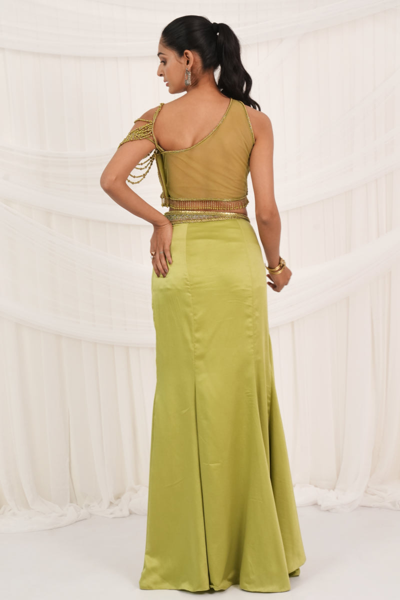 Dark Lime Fusion Skirt Set