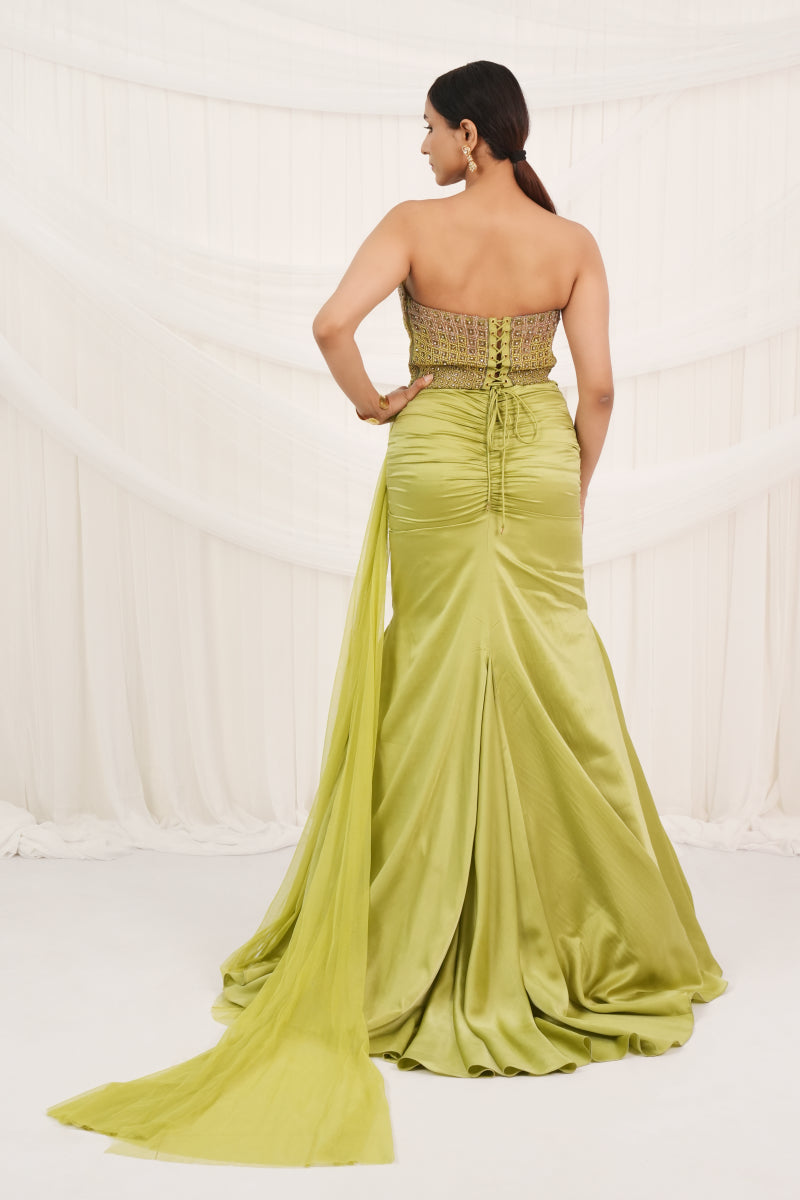 Dark Lime Mermaid Lehenga Set