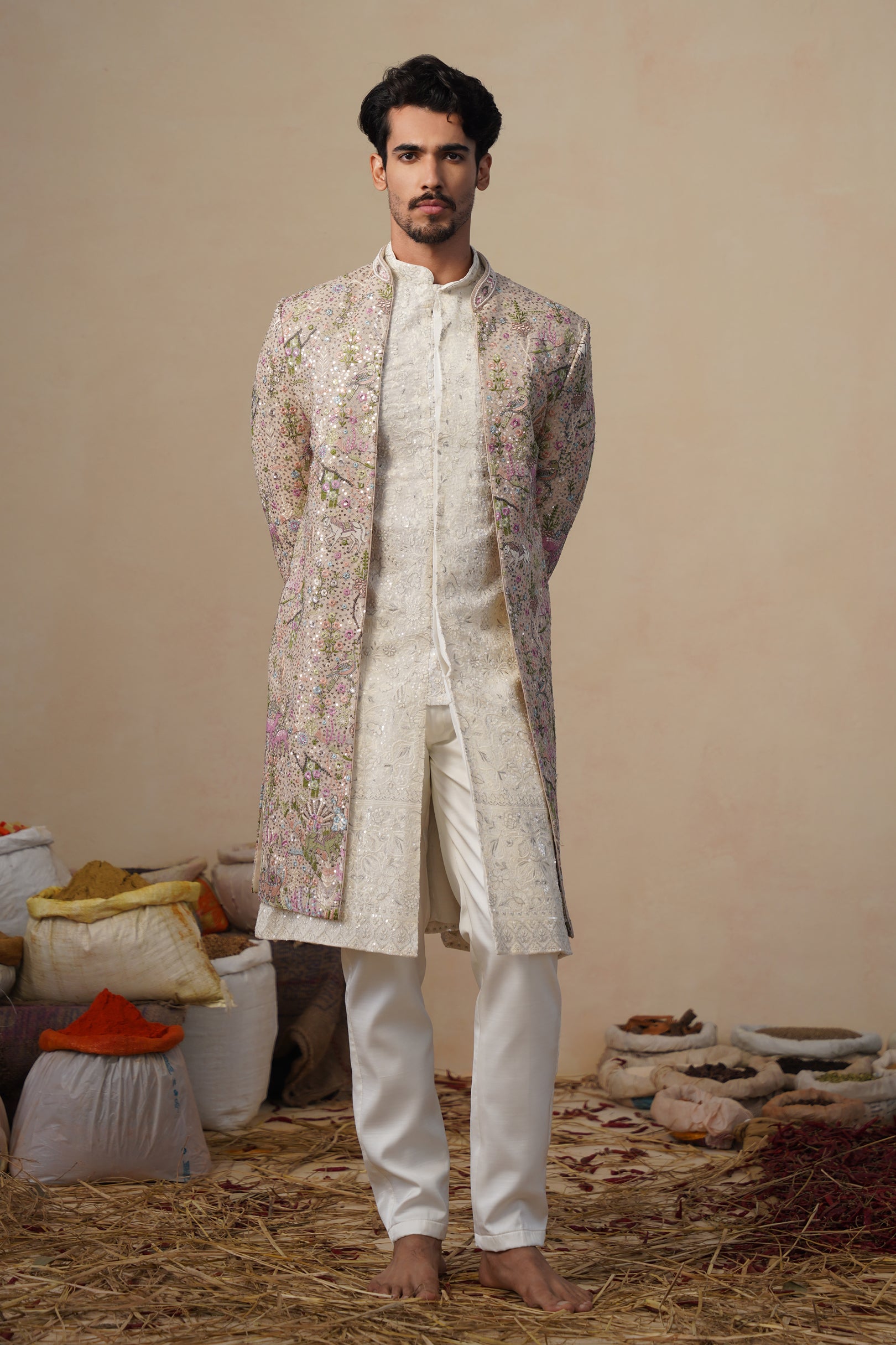 HEERN CHIKU SHERWANI SET