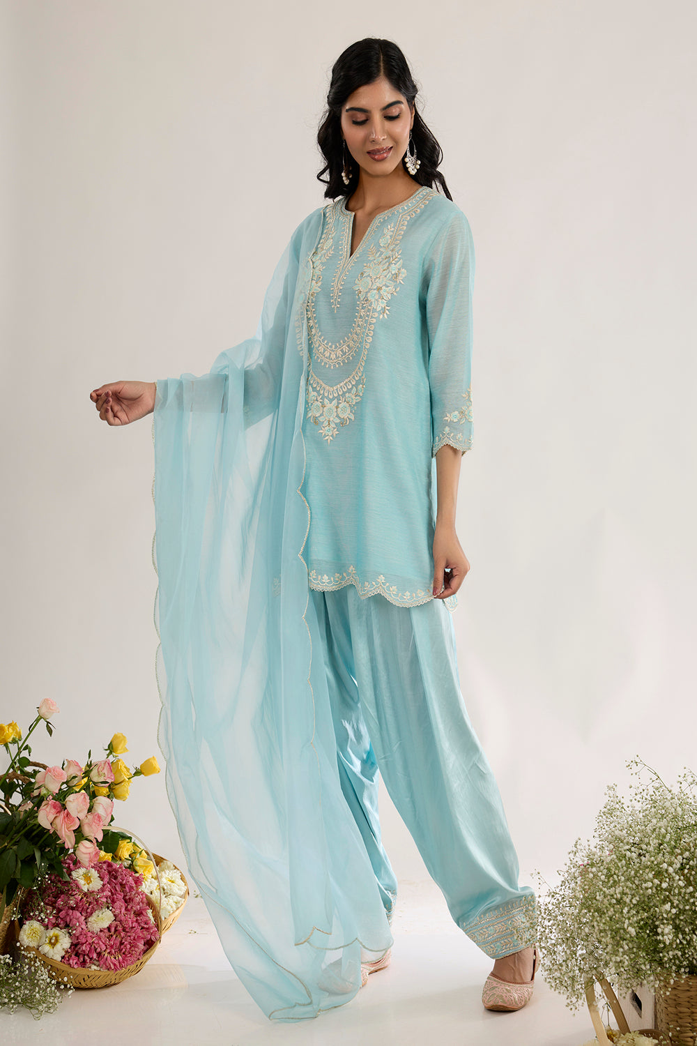 Short Kurta With Salwar And Dupatta