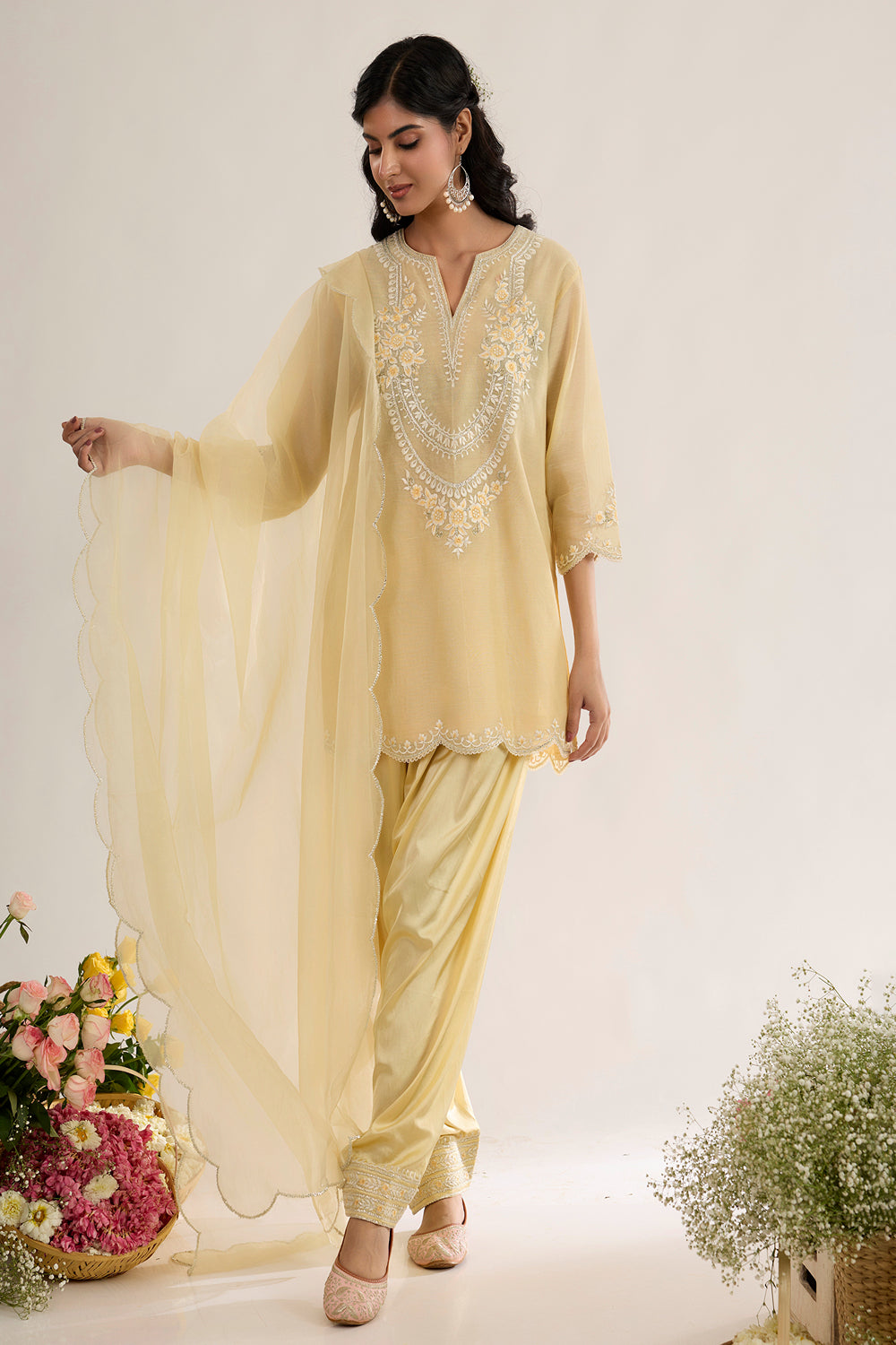 Short Kurta With Salwar And Dupatta