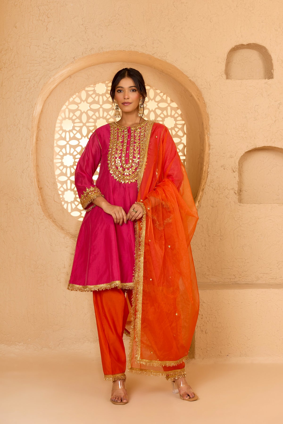 SHORT ANARKALI WITH SALWAR AND DUPATTA