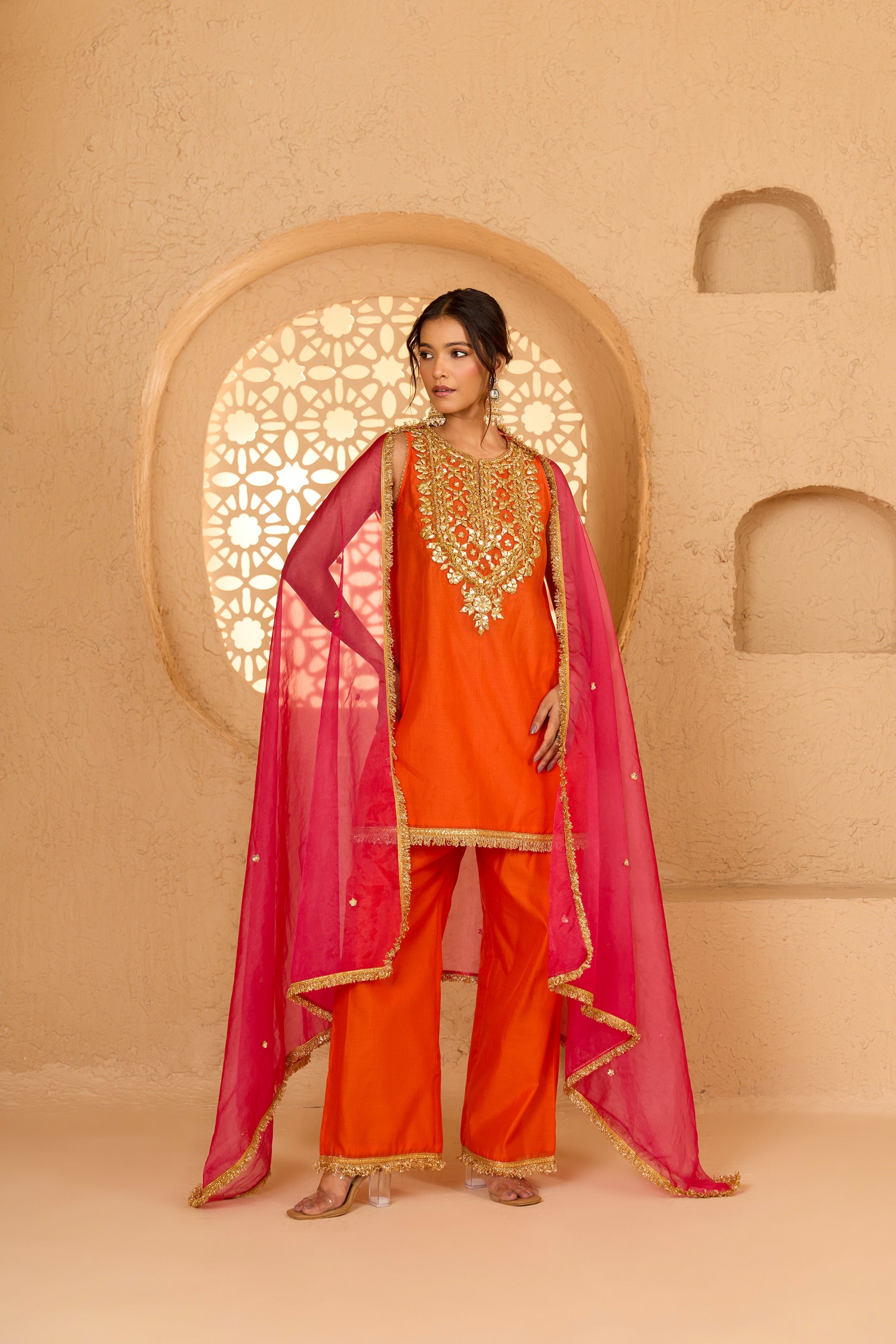 HALTER NECK KURTA WITH PANT AND DUPATTA