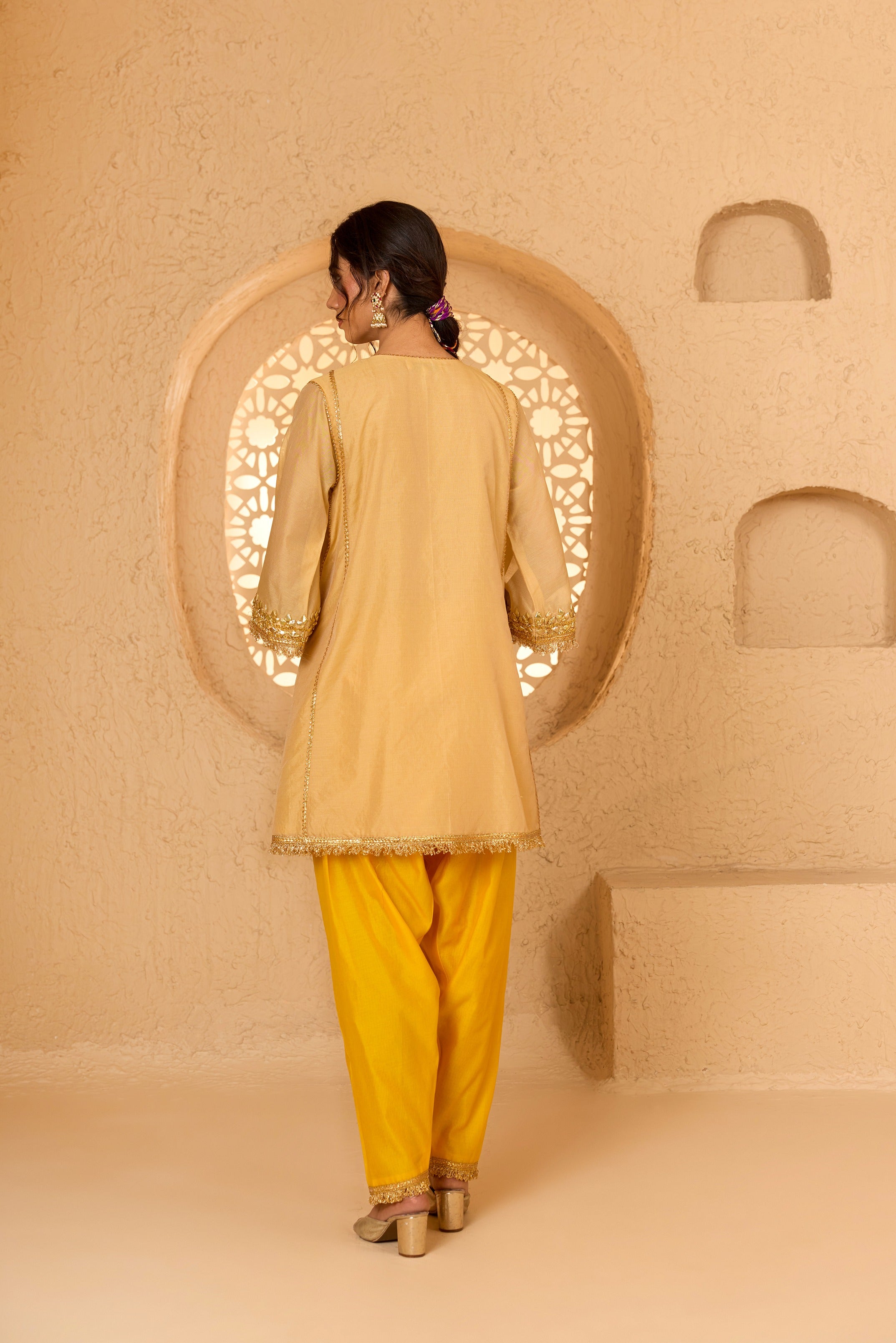 SHORT KURTA WITH SALWAR AND DUPATTA