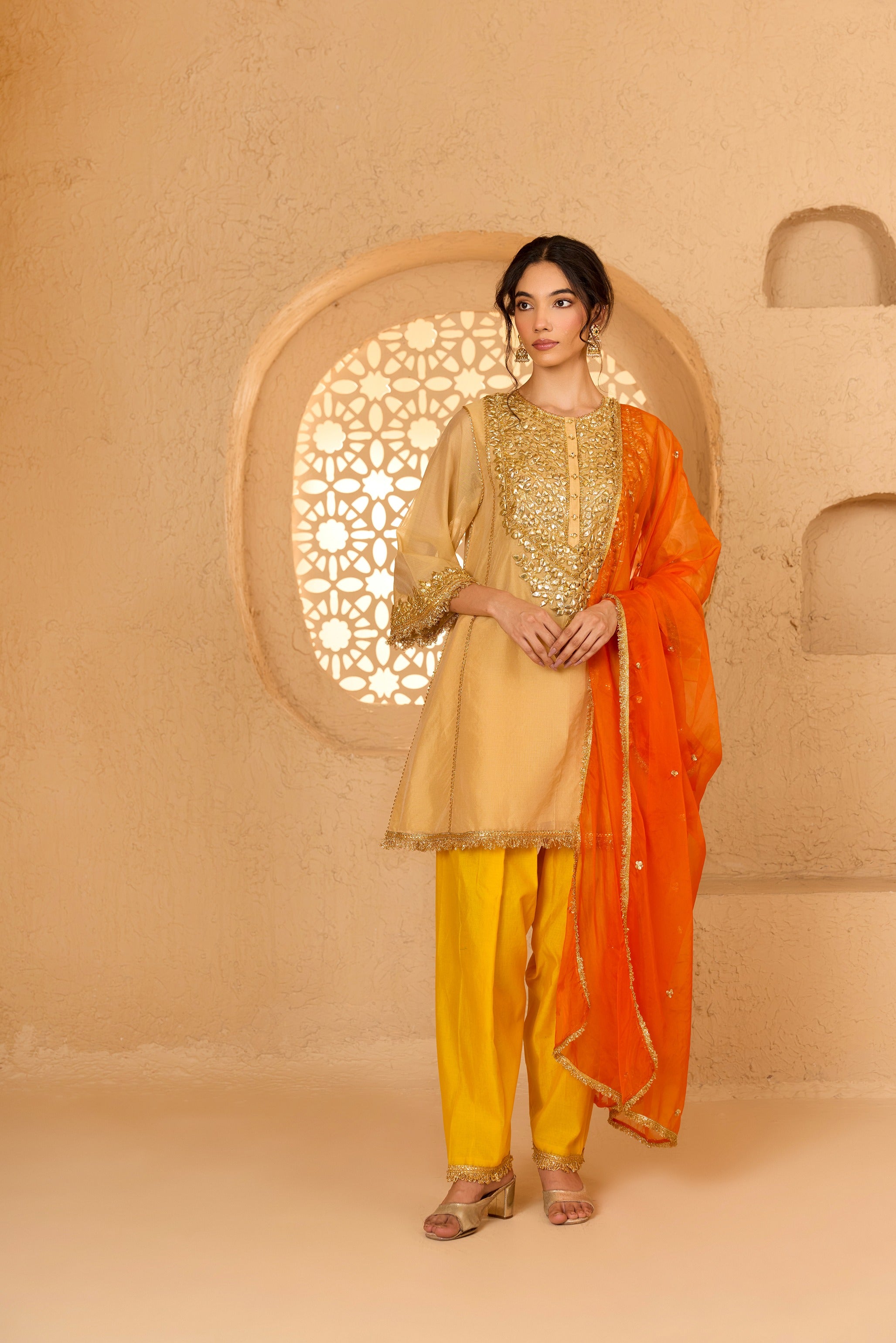 SHORT KURTA WITH SALWAR AND DUPATTA