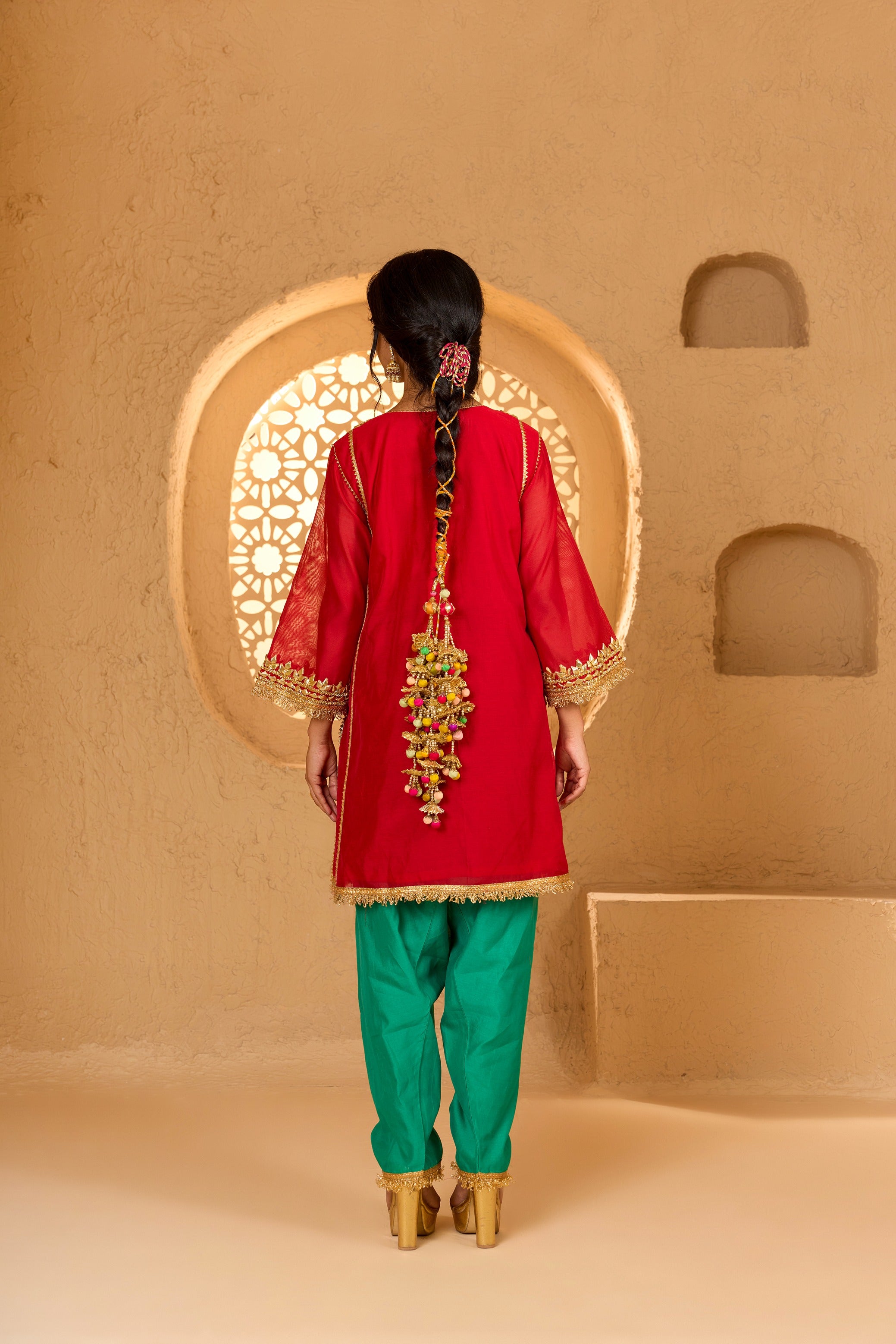SHORT KURTA WITH SALWAR AND DUPATTA