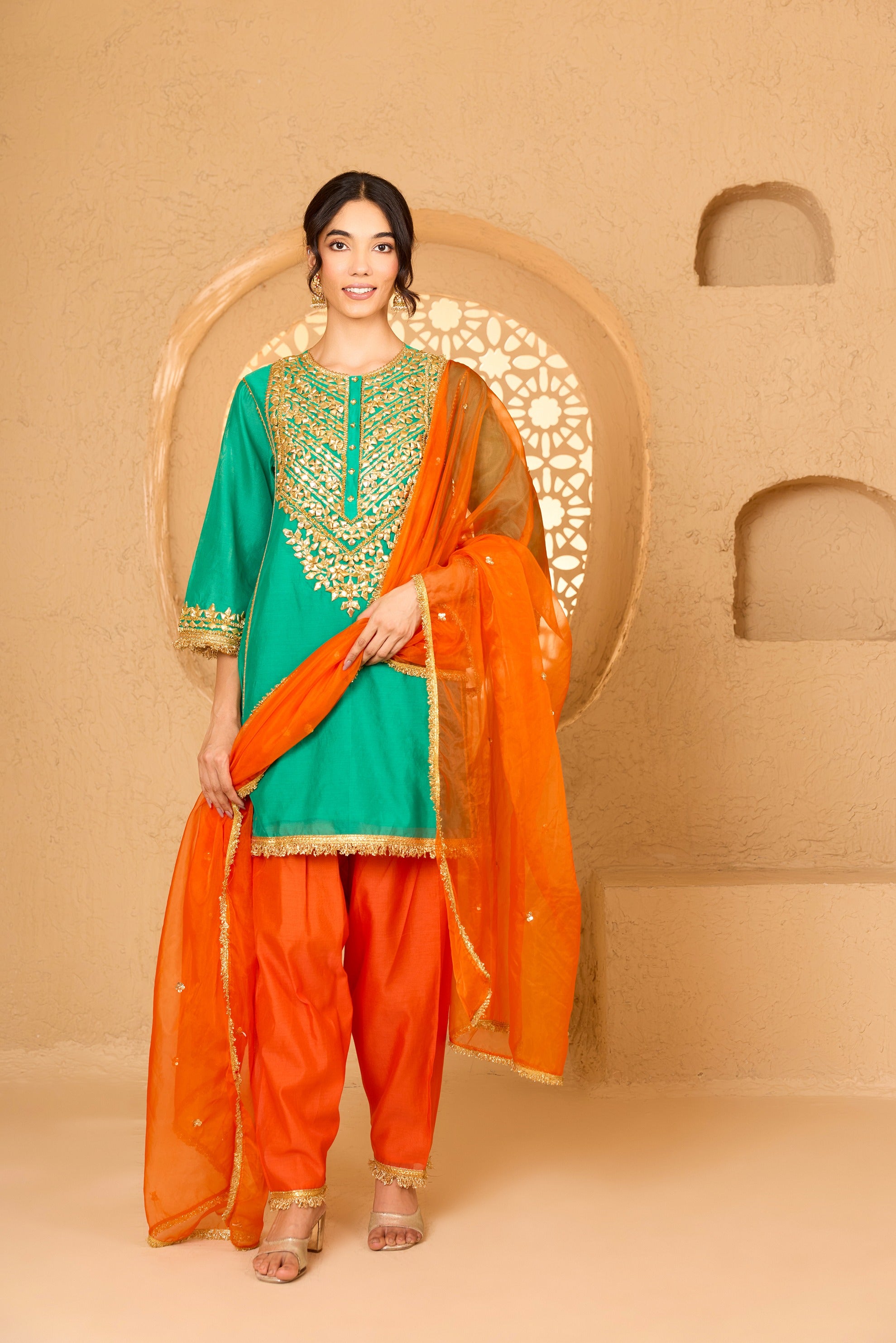 SHORT KURTA WITH SALWAR AND DUPATTA