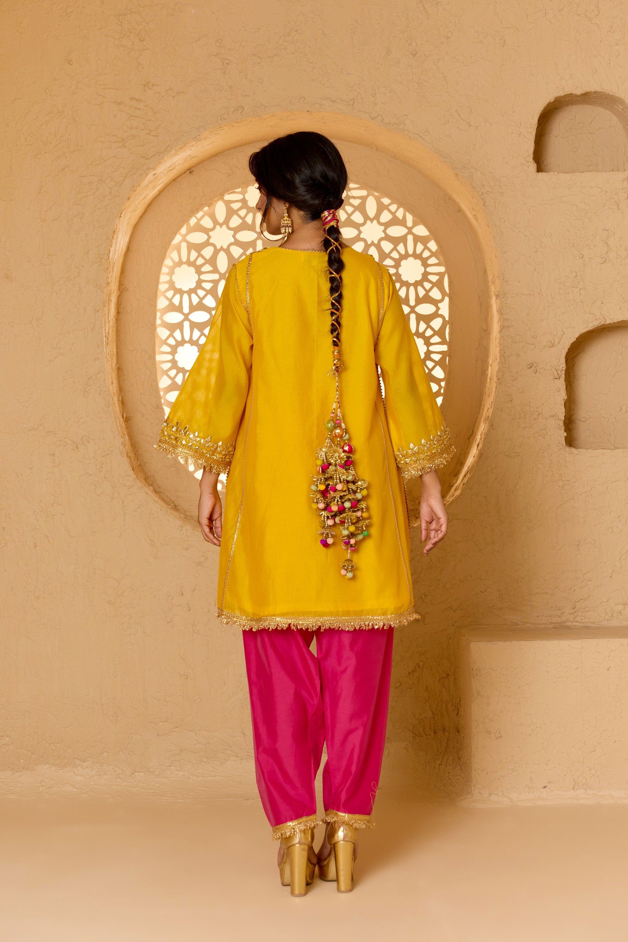 SHORT KURTA WITH SALWAR AND DUPATTA
