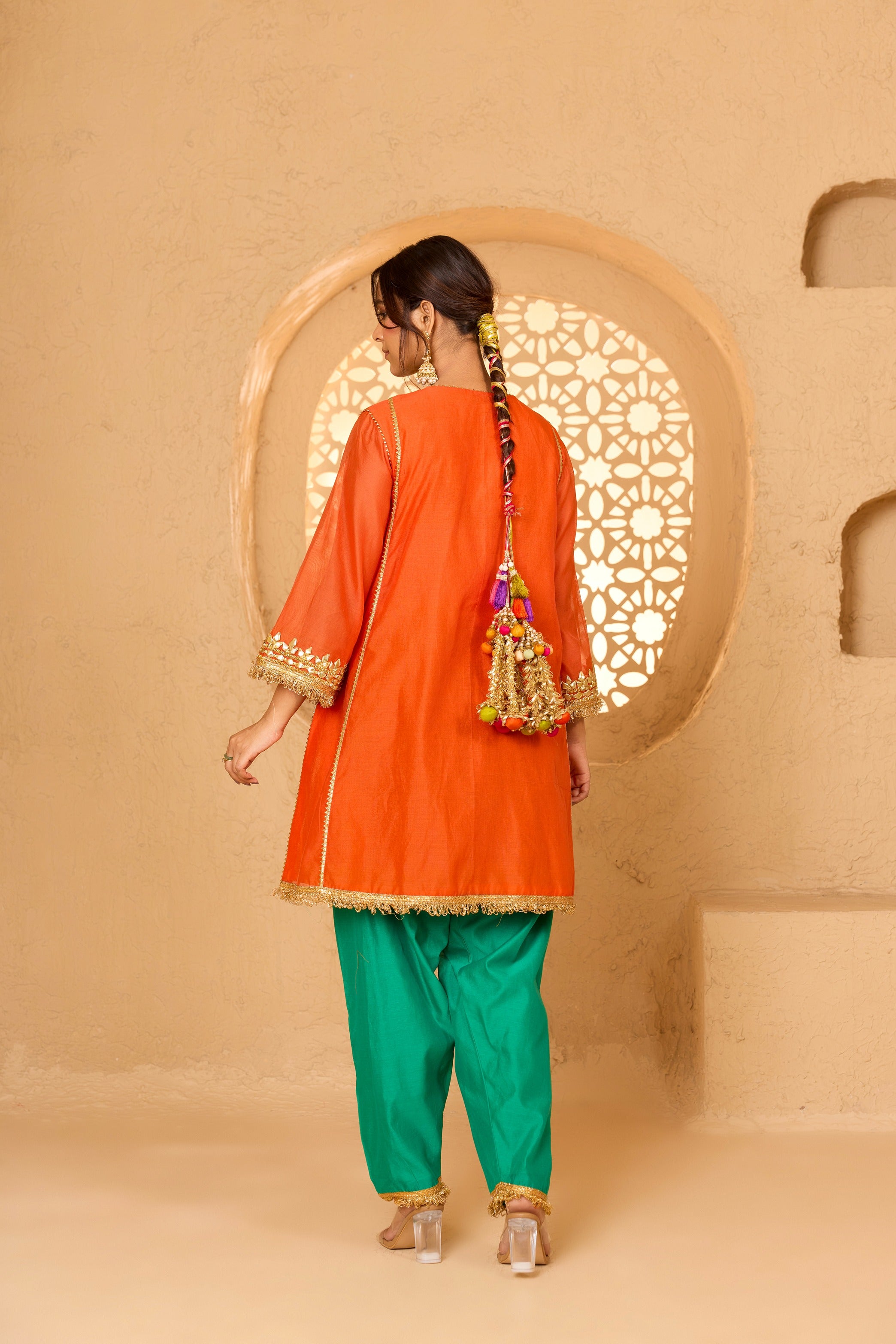 SHORT KURTA WITH SALWAR AND DUPATTA