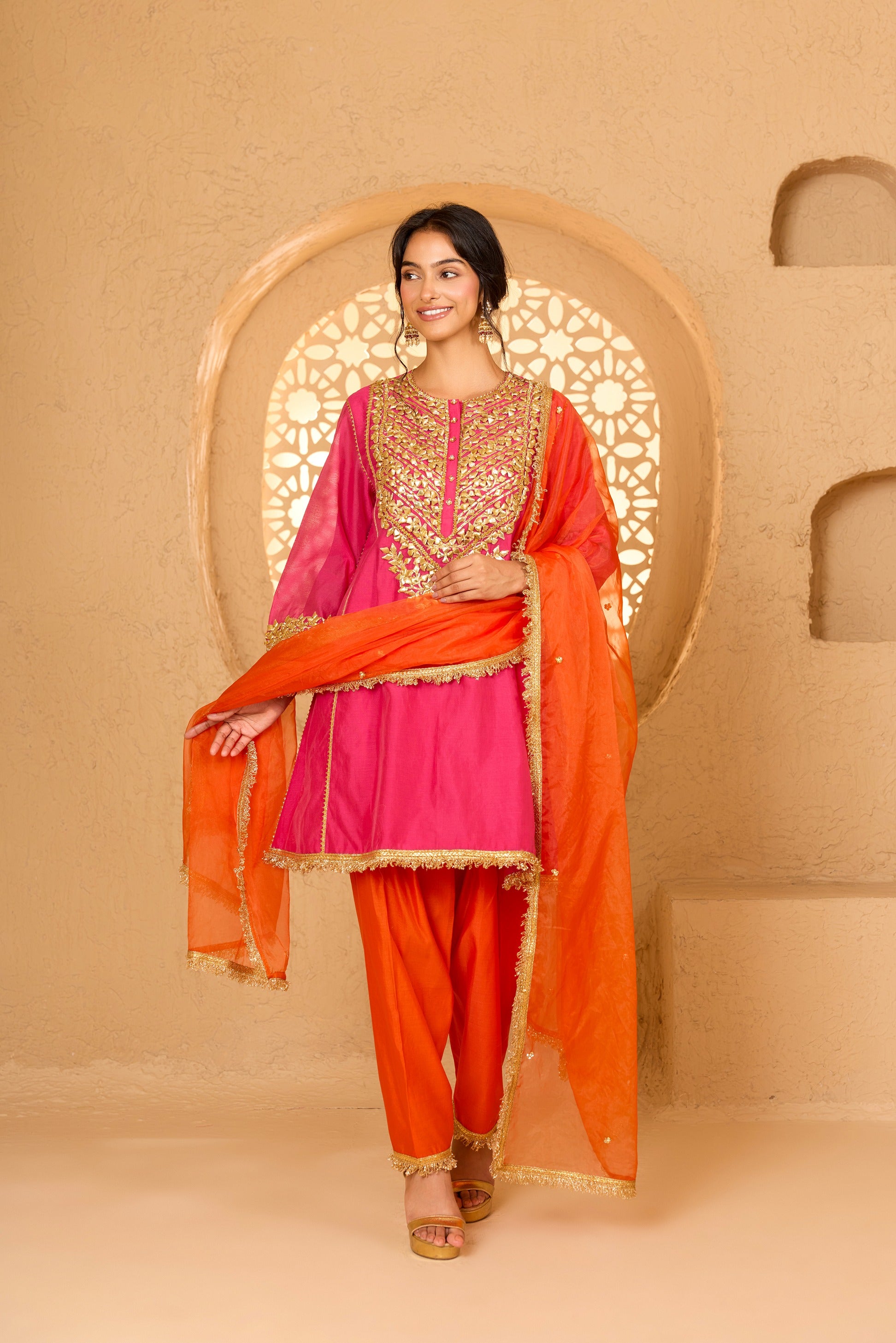 SHORT KURTA WITH SALWAR AND DUPATTA