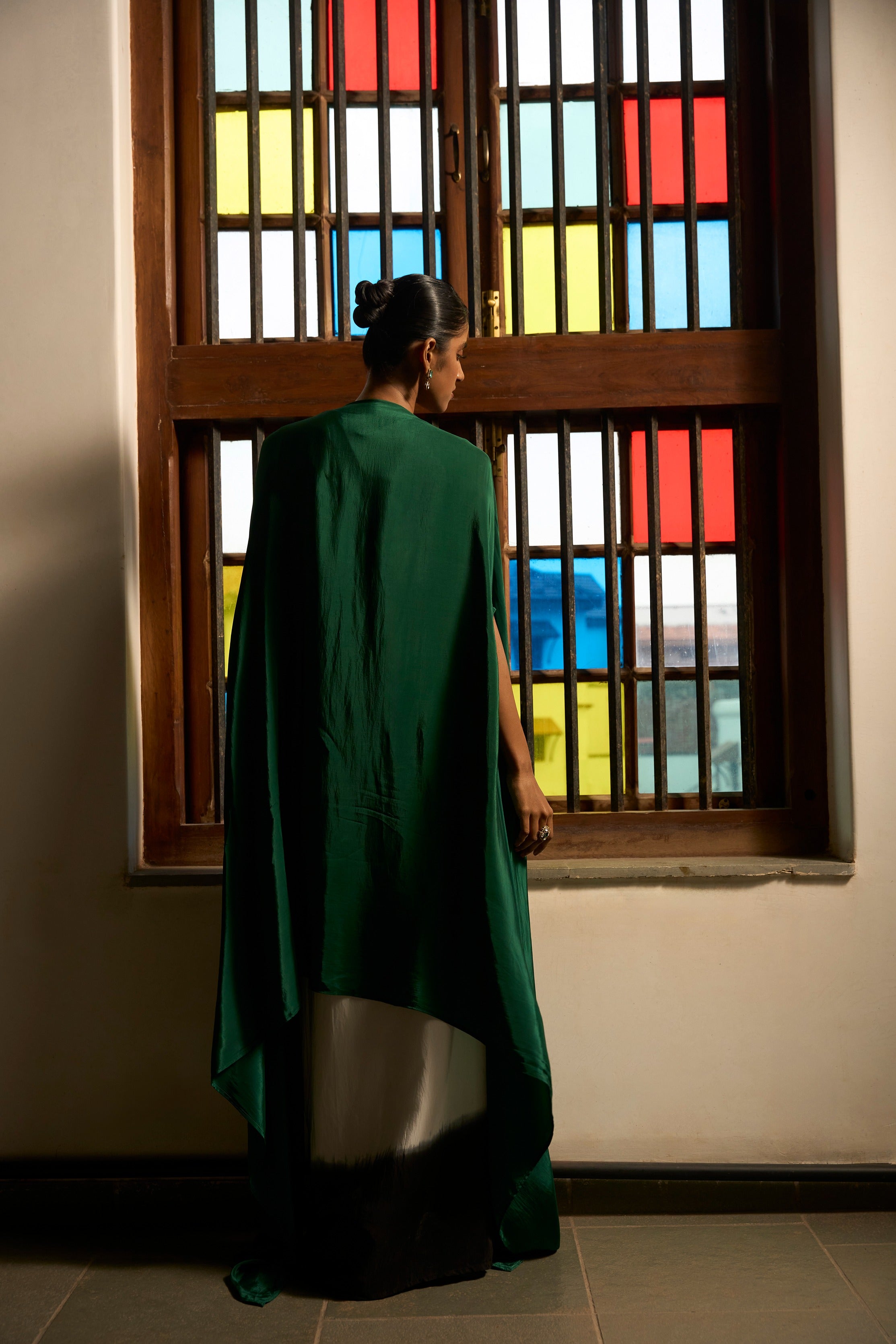 Emerald Whispers Ensemble Shrug And Skirt Set