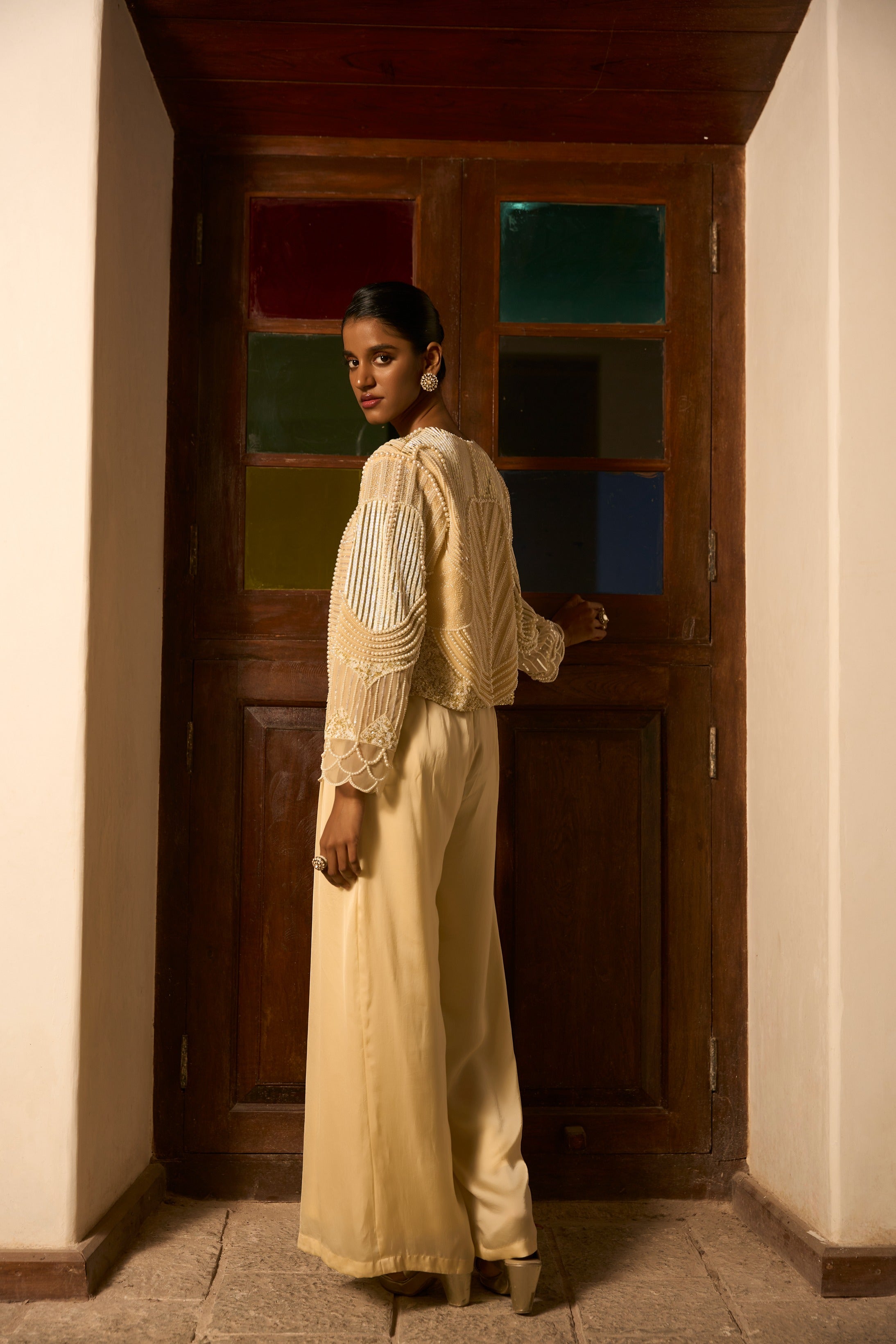 Ivory Golden Poise Jumpsuit With Jacket