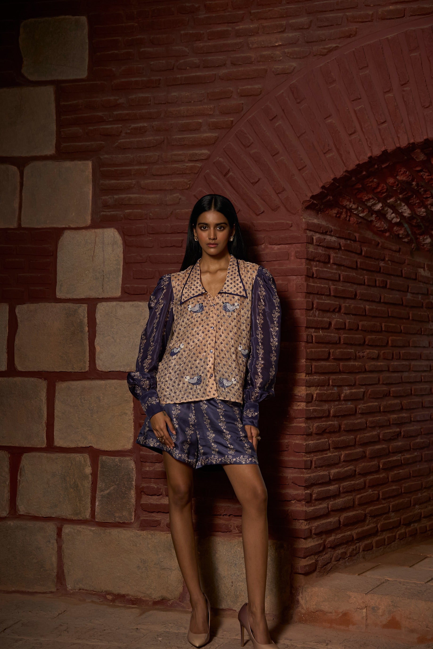Embroidered Bird Motif Co-Ord Set