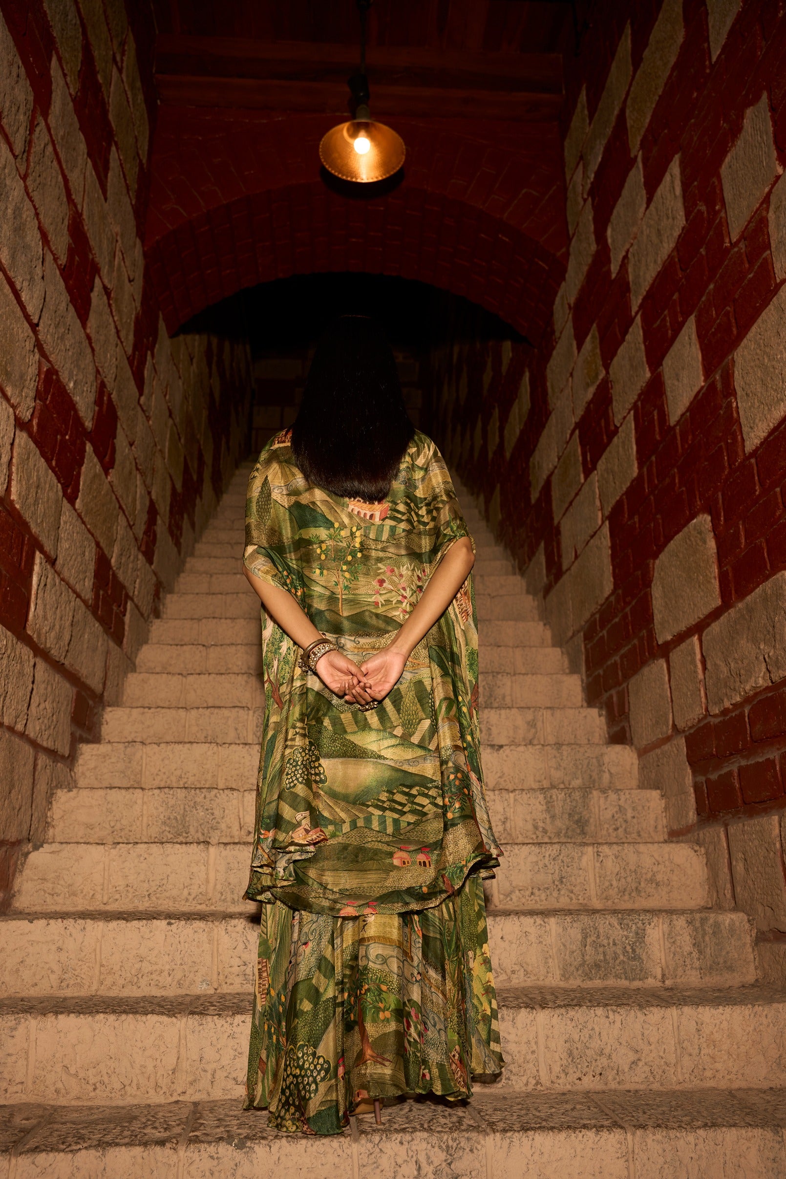 Enchanted Canopy – Skirt Set With Handwork Blouse And Shrug