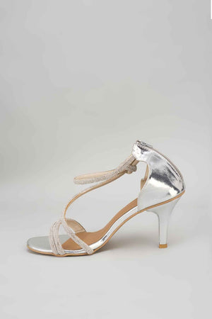 Silver Ananya Edit Textured Heels Sandals