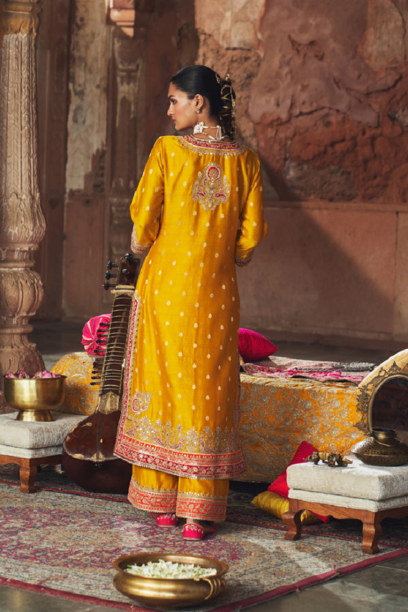 SOBIA - MUSTARD LONG KURTA WITH PALAZZO AND DUPATTA