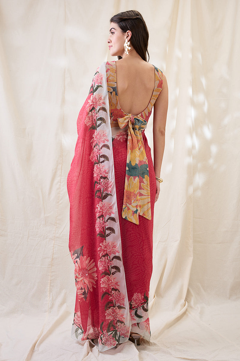 Ravya Embellished Pre-Stitched Saree Set