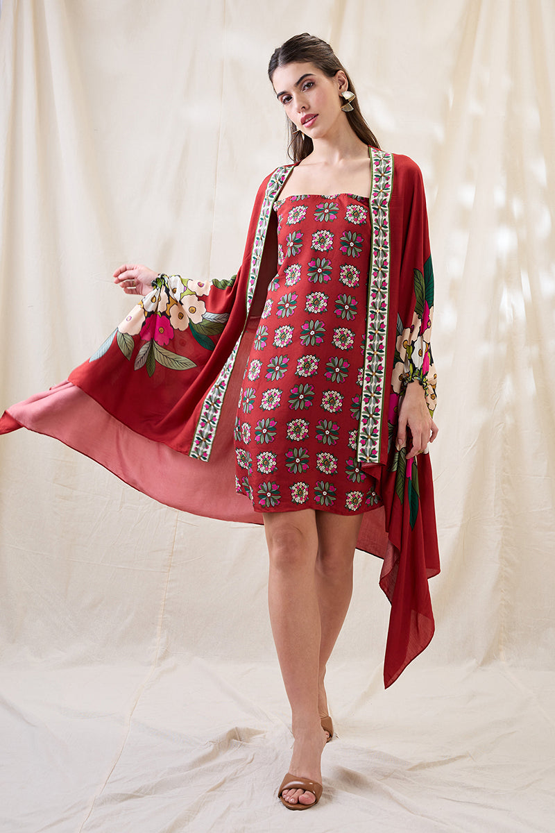 Gulzaar Printed Dress With Jacket