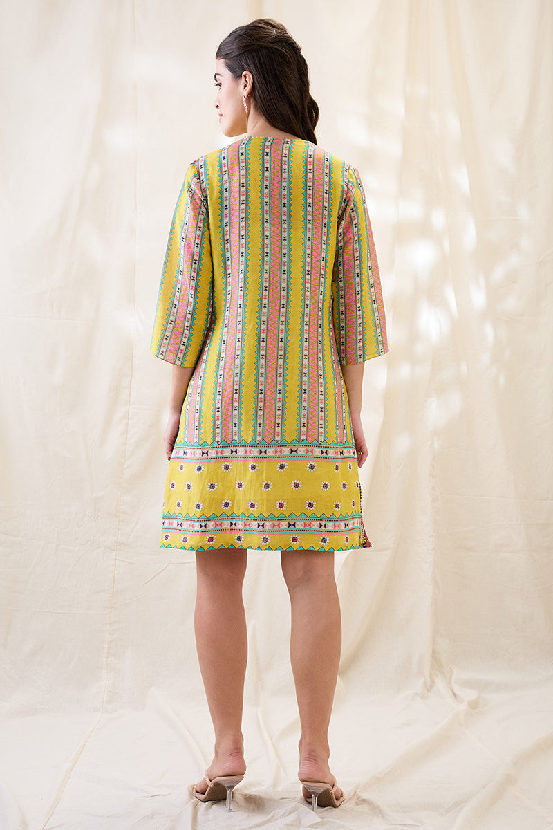 Nooma Printed Fron Overlapped Dress