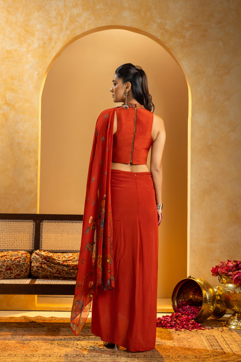 Rangtara Appliqued pre-stitched saree