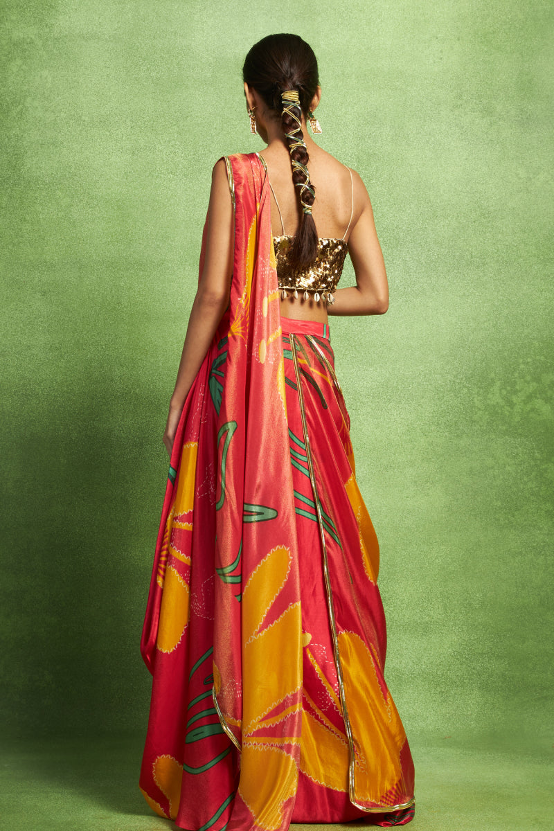 Pre-Stitched Saree with Sequined Blouse