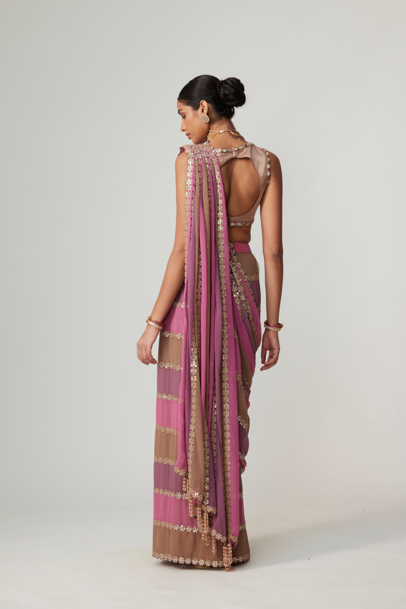 MUD MAUVE MULTICOLOR SAREE